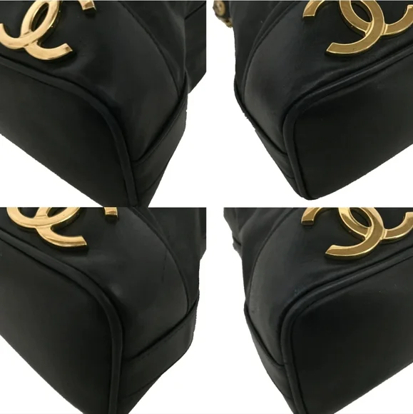 CHANEL Navy blue Triple Coco CC Logo Lambskin Drawstring Shoulder Bag - Picture 7 of 11